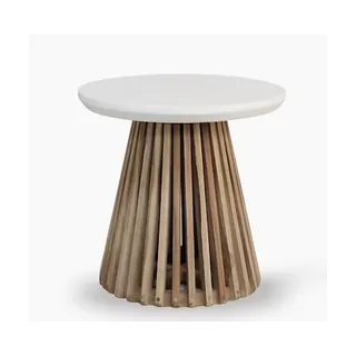 Healthier Homes Fortress Concrete + Teak Side Table